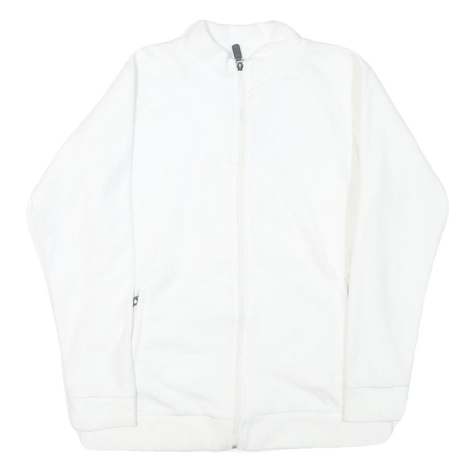 CHICOREE Womens White Jacket M Polyester Blend Plain Zip Casual Outerwear