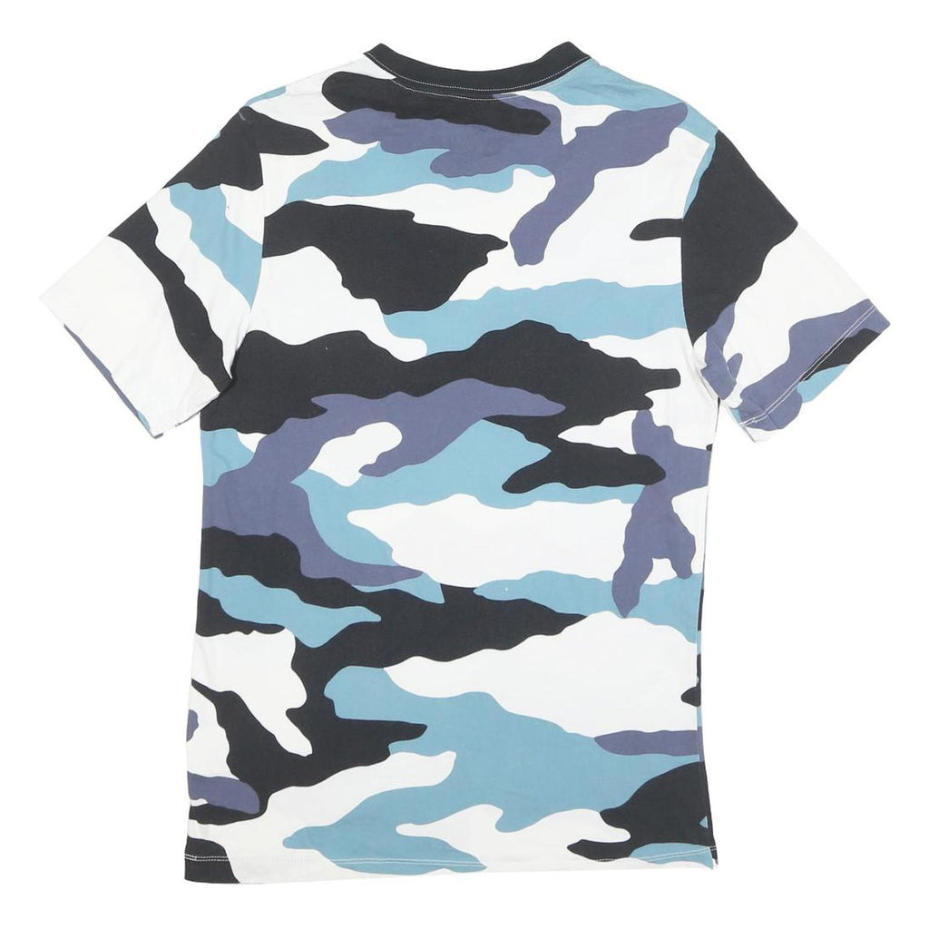 ADIDAS Mens Blue Black & White Camouflage Graphic T-Shirt S Short Sleeve Crew