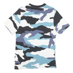 ADIDAS Mens Blue Black & White Camouflage Graphic T-Shirt S Short Sleeve Crew