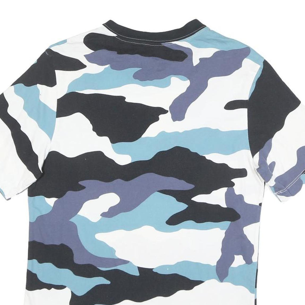 ADIDAS Mens Blue Black & White Camouflage Graphic T-Shirt S Short Sleeve Crew