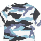 ADIDAS Mens Blue Black & White Camouflage Graphic T-Shirt S Short Sleeve Crew