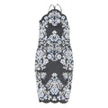 LIPSY Womens Black White Blue Floral Bodycon Woven Midi Dress UK 6 Summer Party