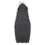 LIPSY Womens Black White Blue Floral Bodycon Woven Midi Dress UK 6 Summer Party