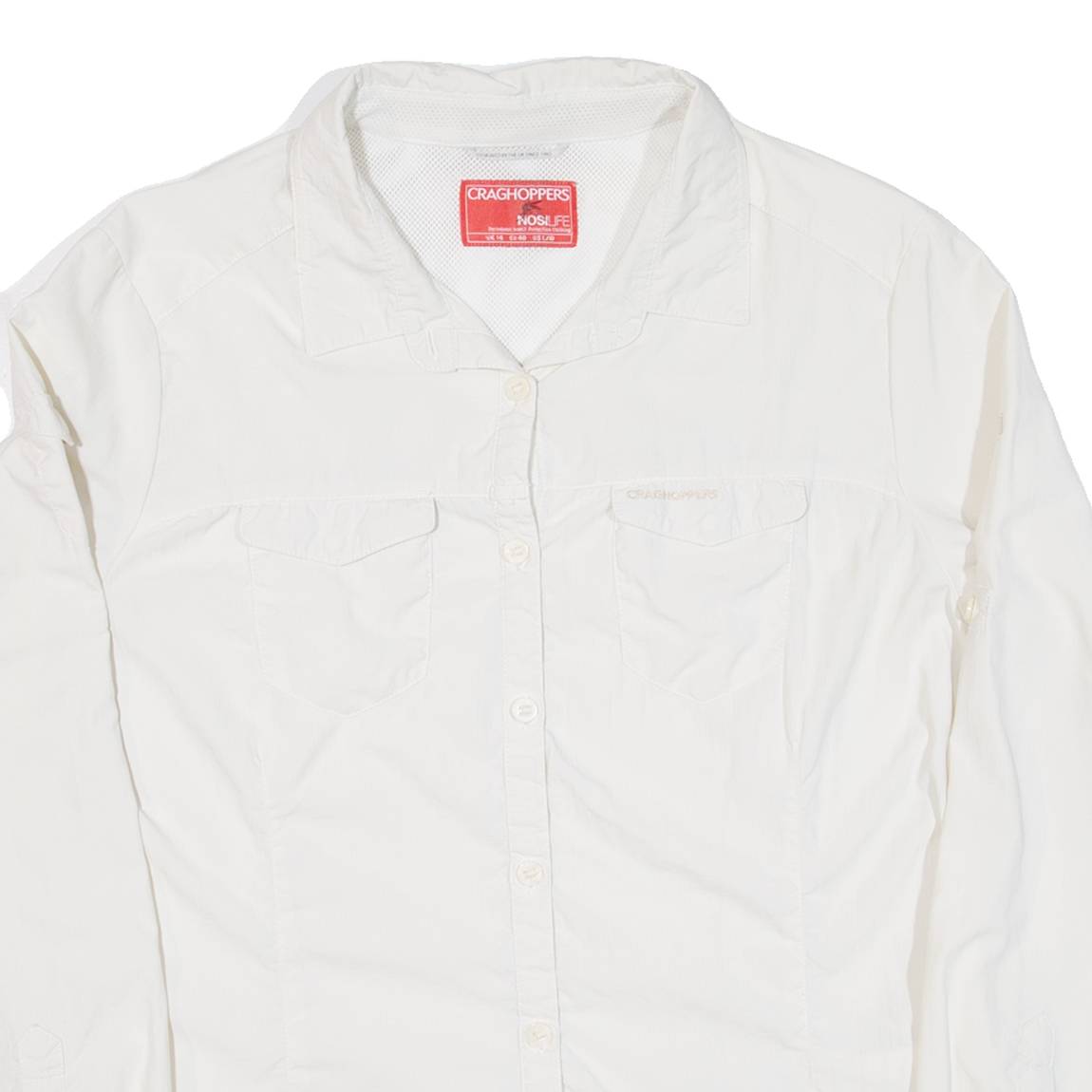 Womens Plain Shirt Beige Long Sleeve UK 14