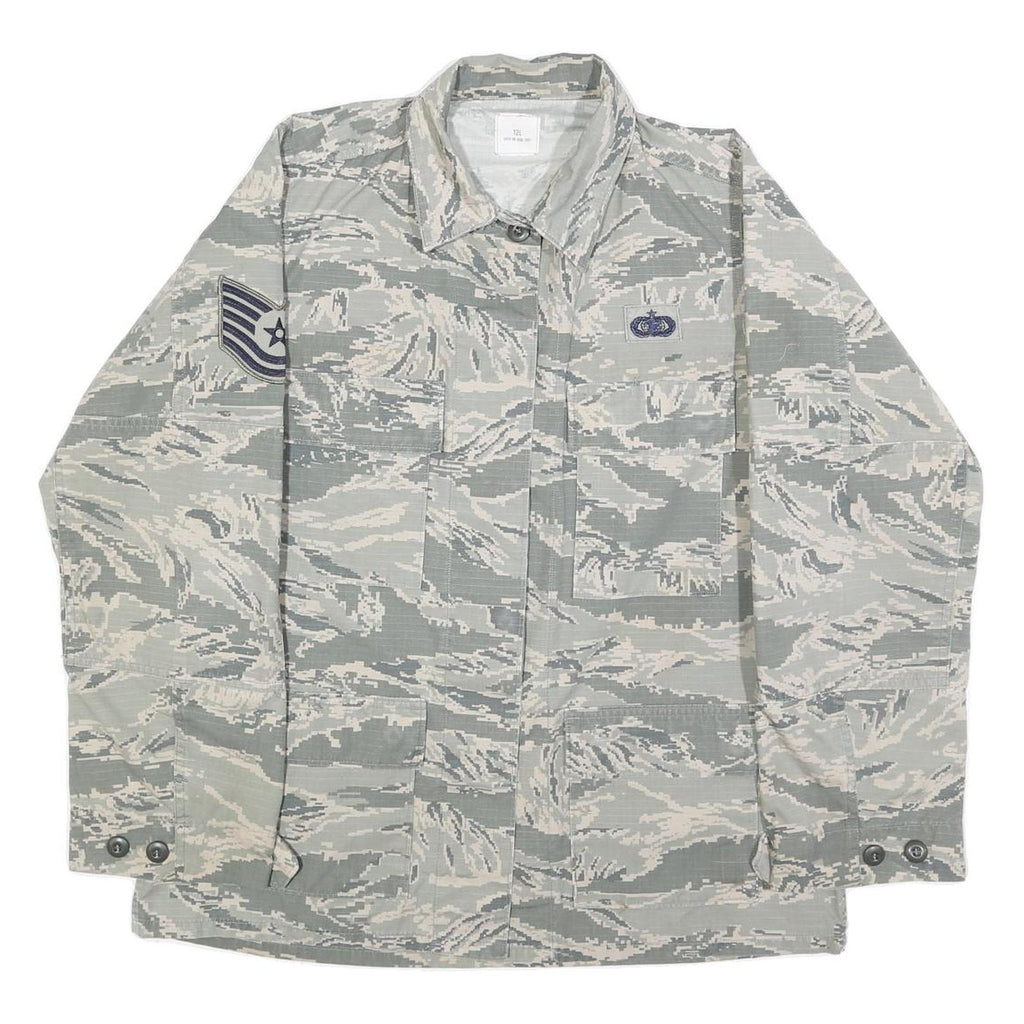 NIB BIR Womens Grey Cotton Blend Casual Button Jacket L Military Camouflage