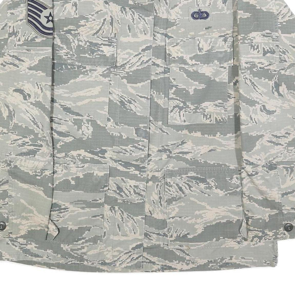 NIB BIR Womens Grey Cotton Blend Casual Button Jacket L Military Camouflage