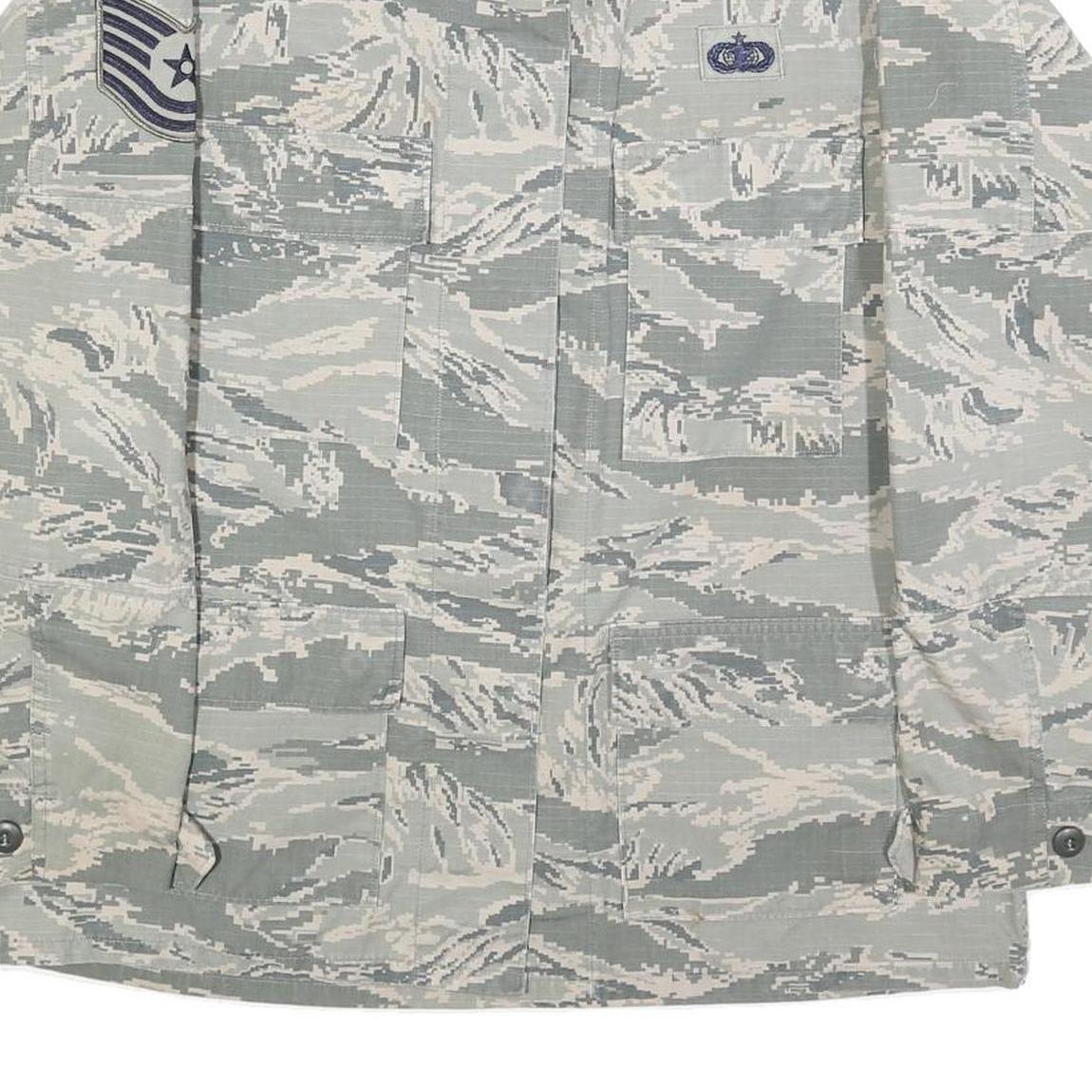 NIB BIR Womens Grey Cotton Blend Casual Button Jacket L Military Camouflage