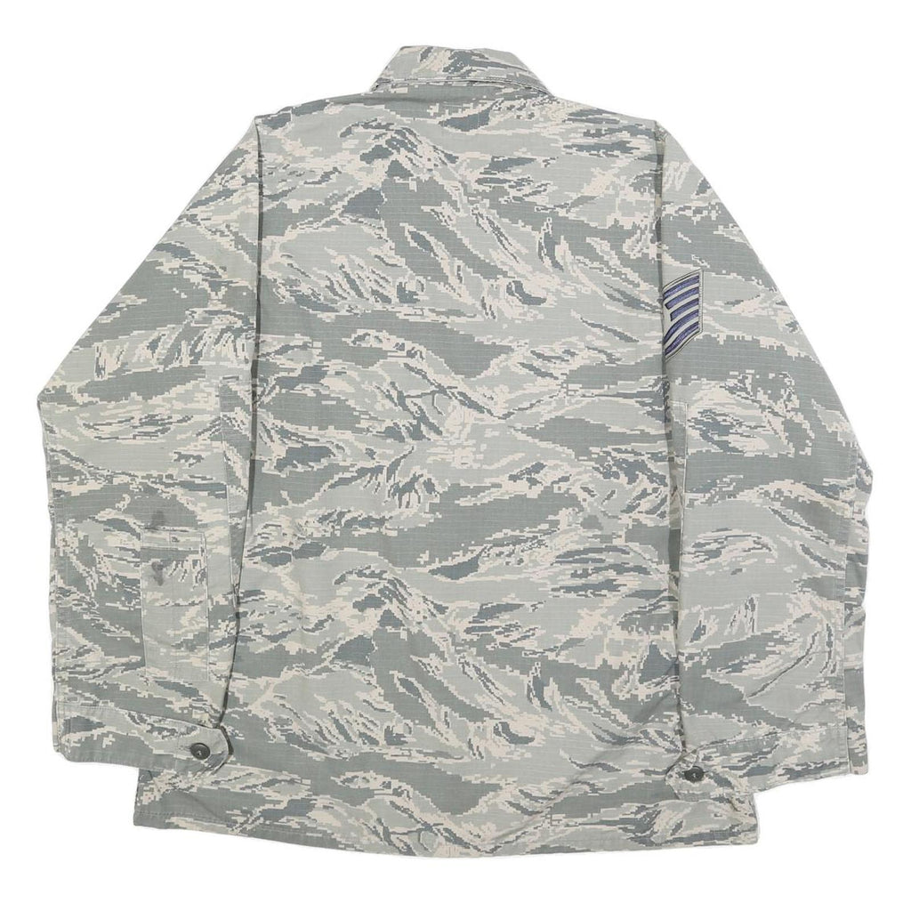 NIB BIR Womens Grey Cotton Blend Casual Button Jacket L Military Camouflage