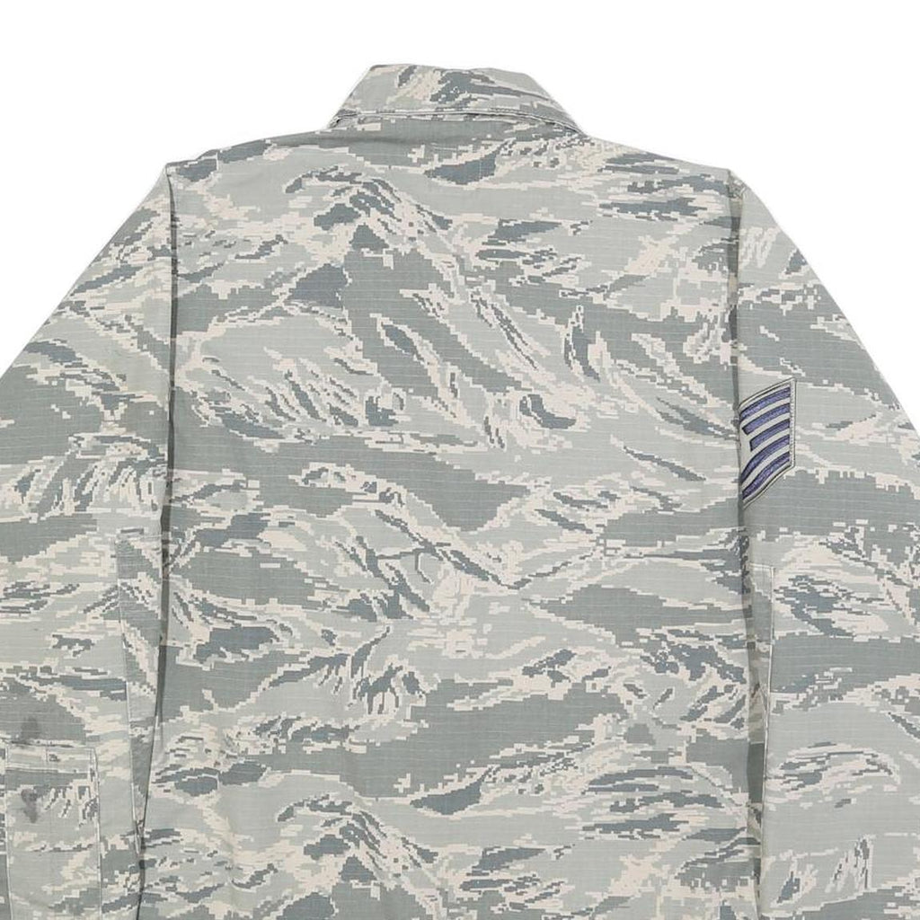 NIB BIR Womens Grey Cotton Blend Casual Button Jacket L Military Camouflage