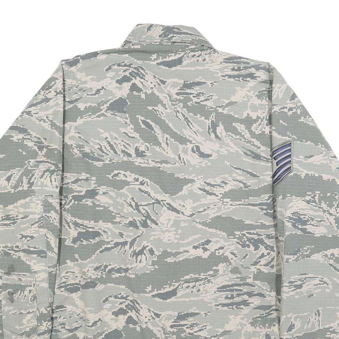 NIB BIR Womens Grey Cotton Blend Casual Button Jacket L Military Camouflage