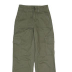 RE Womens Cotton Blend Green Regular Cargo Trousers W27 L29 Button Closure