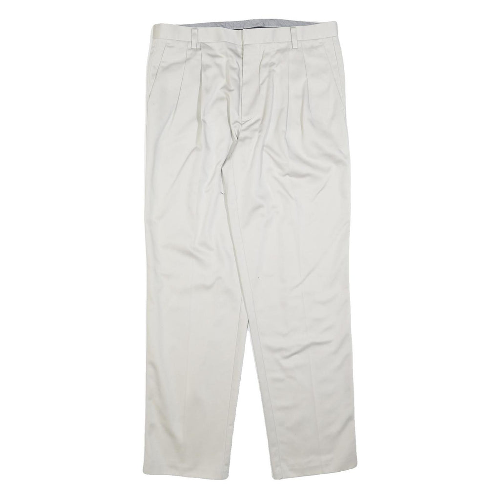 DOCKERS Mens Regular Fit Beige Cotton Blend Zip Trousers W36 L34 Classic