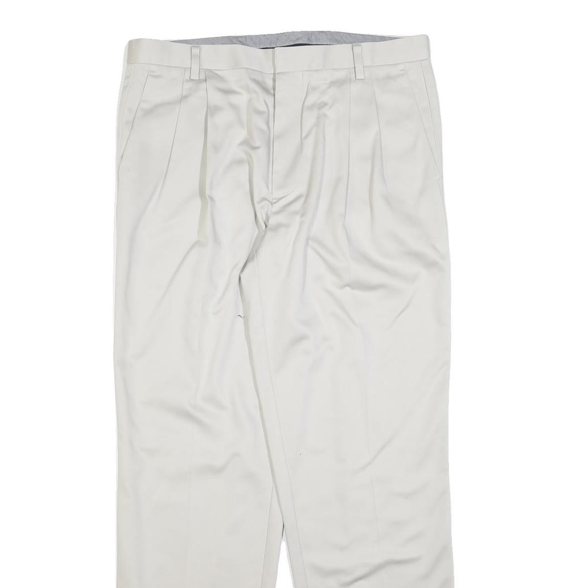 DOCKERS Mens Regular Fit Beige Cotton Blend Zip Trousers W36 L34 Classic