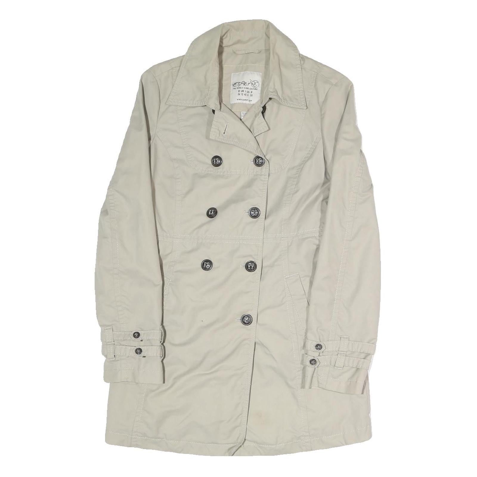 ESPRIT Womens Beige Button Jacket UK 10 Polyester Blend Classic Timeless