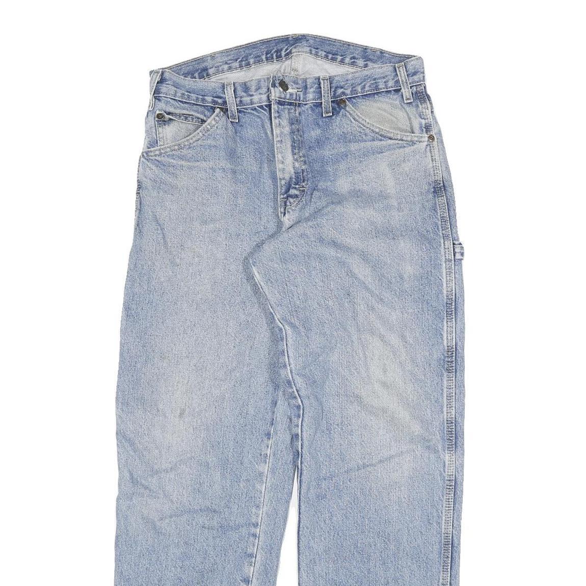 DICKIES Mens Jeans Blue Regular Straight Denim Light W31 L30 Workwear Zip