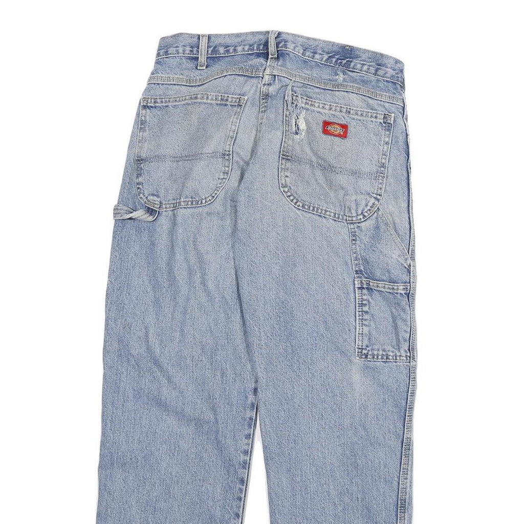 DICKIES Mens Jeans Blue Regular Straight Denim Light W31 L30 Workwear Zip