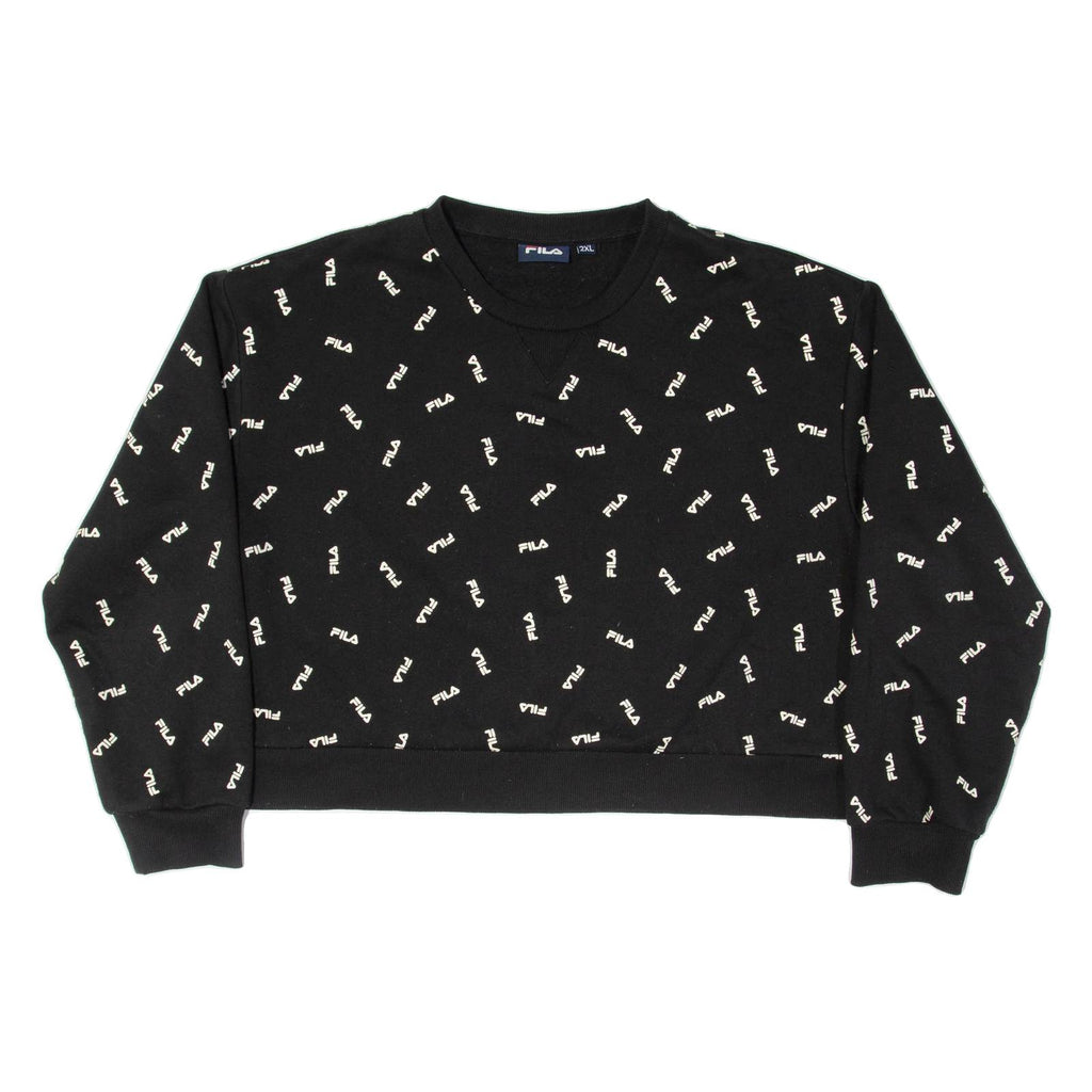 FILA Cropped All Over Logo Womens Sweatshirt Black 2XL