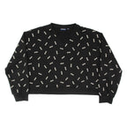 FILA Cropped All Over Logo Womens Sweatshirt Black 2XL