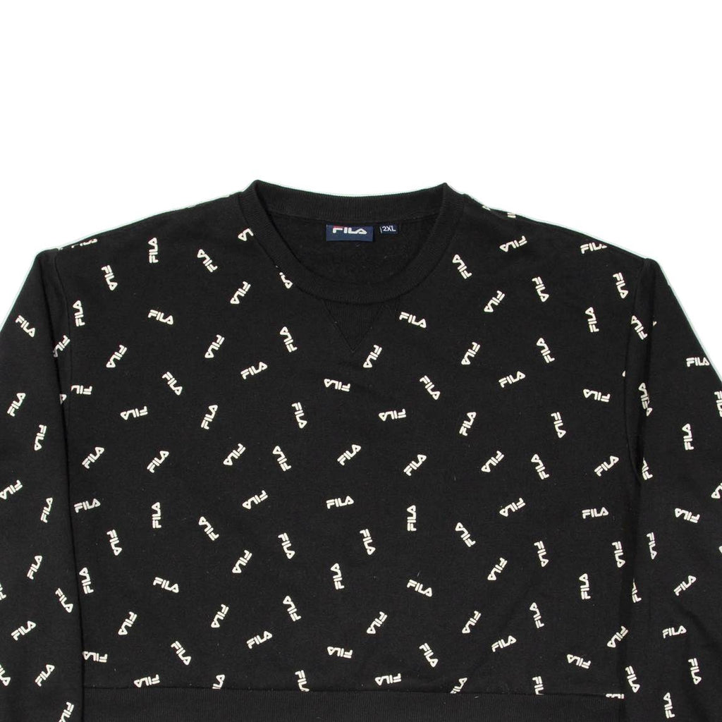 FILA Cropped All Over Logo Womens Sweatshirt Black 2XL