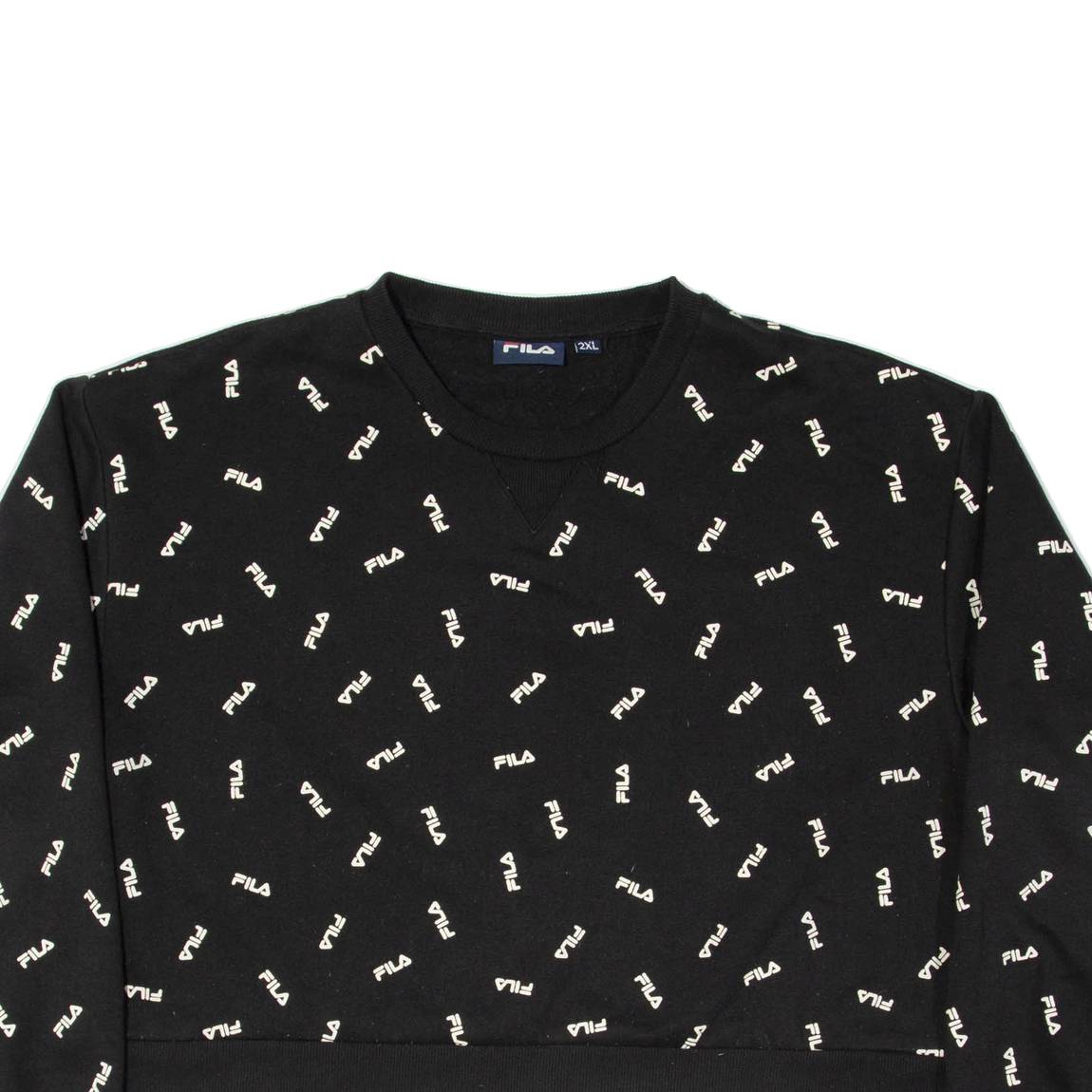 FILA Cropped All Over Logo Womens Sweatshirt Black 2XL