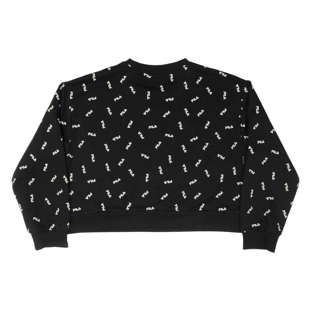 FILA Cropped All Over Logo Womens Sweatshirt Black 2XL