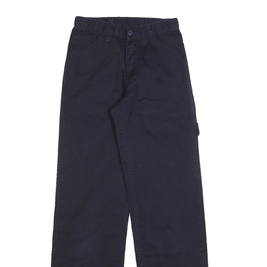 J GALT Womens Cotton Blend Navy Regular Fit Straight Leg Trousers W26 L32