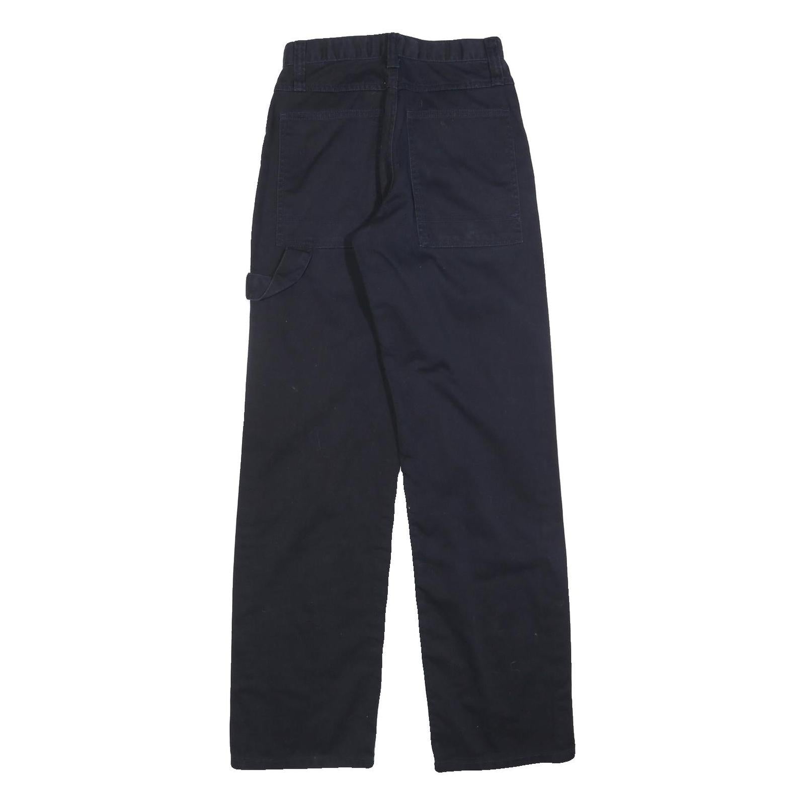 J GALT Womens Cotton Blend Navy Regular Fit Straight Leg Trousers W26 L32