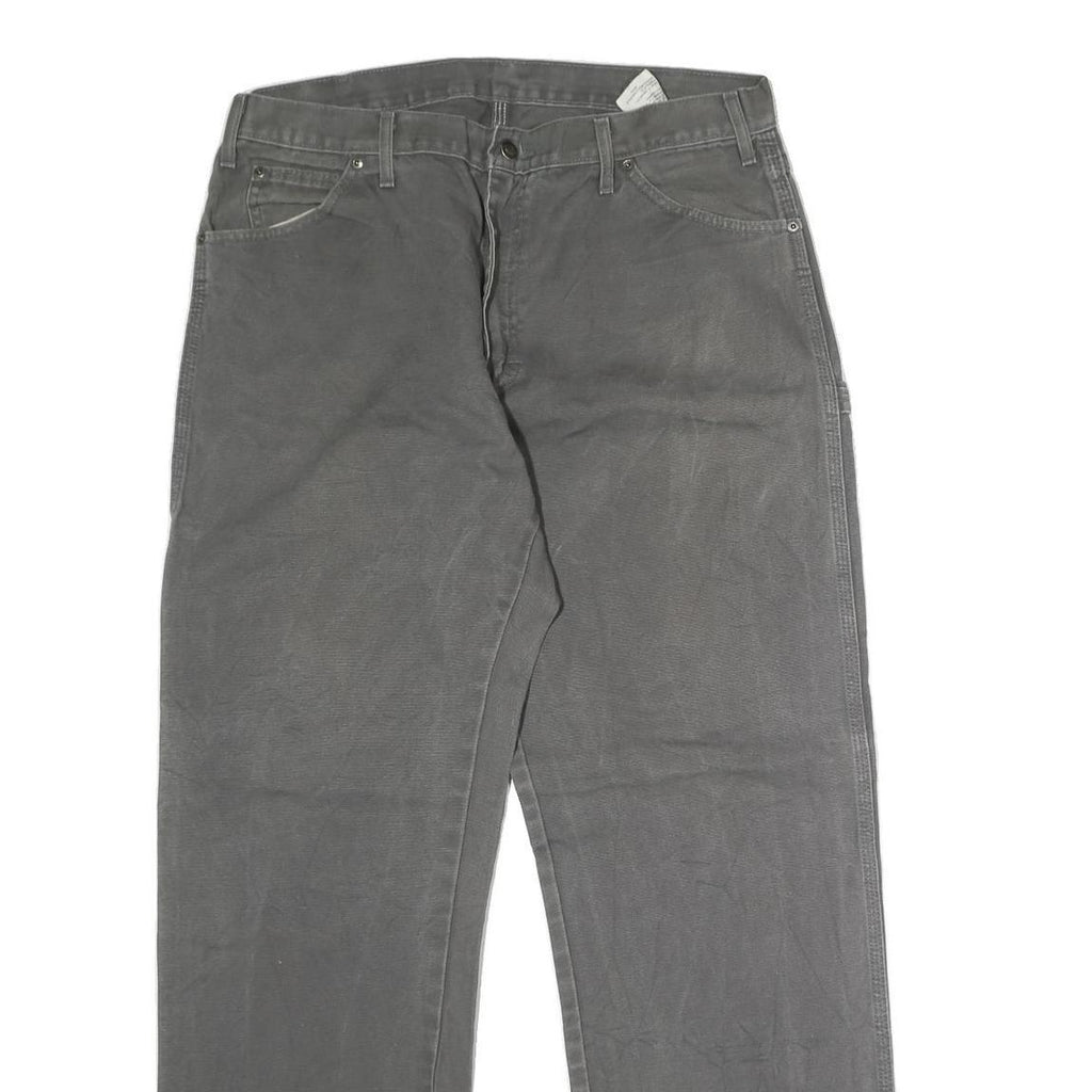 DICKIES Mens Grey Regular Fit Workwear Cotton Jeans W36 L32 Durable Casual