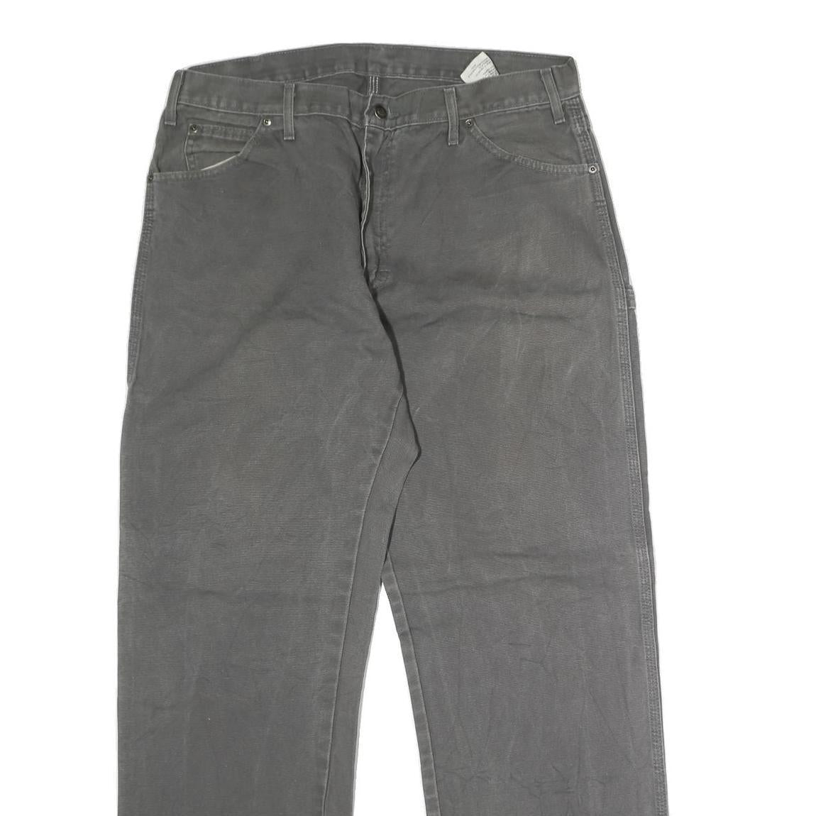 DICKIES Mens Grey Regular Fit Workwear Cotton Jeans W36 L32 Durable Casual