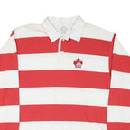 FOOTLOCKER RUGGER Mens Red & White Long Sleeve Striped Polo Shirt XL Canada