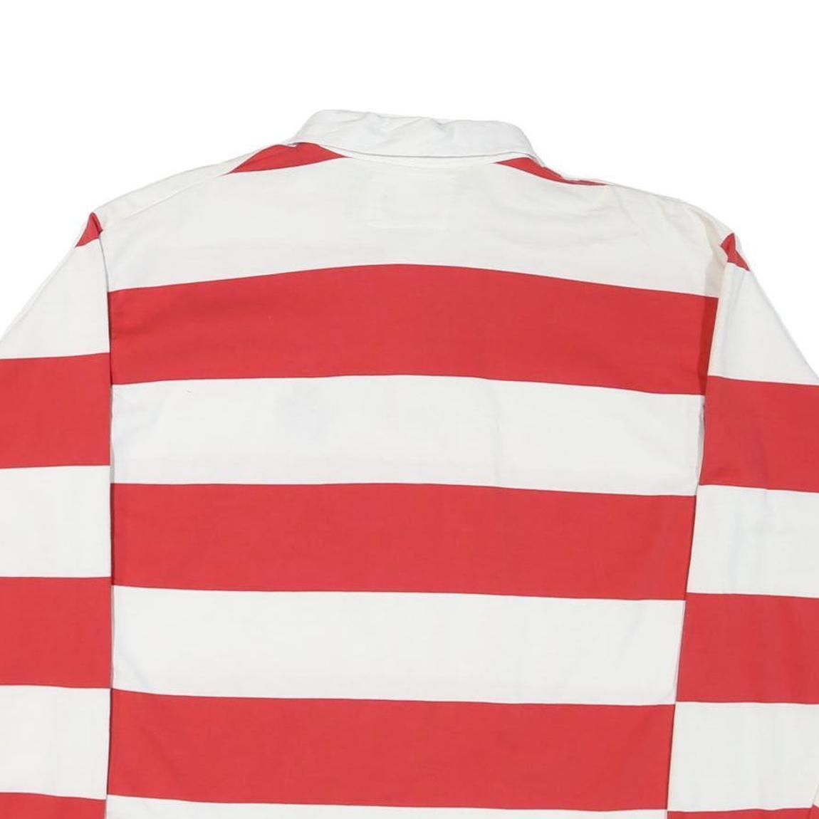 FOOTLOCKER RUGGER Mens Red & White Long Sleeve Striped Polo Shirt XL Canada
