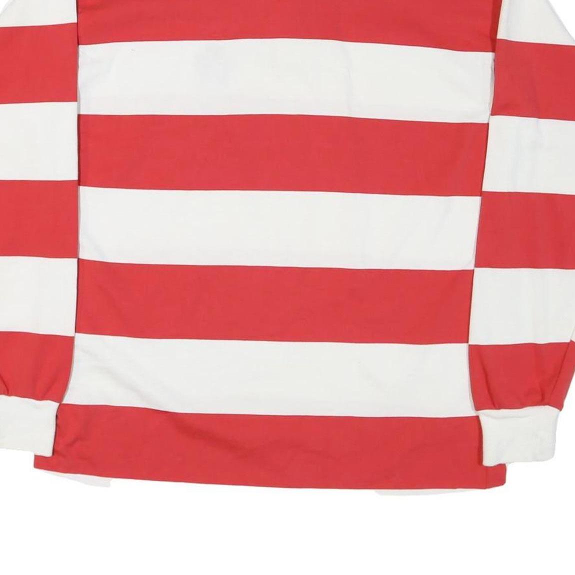 FOOTLOCKER RUGGER Mens Red & White Long Sleeve Striped Polo Shirt XL Canada