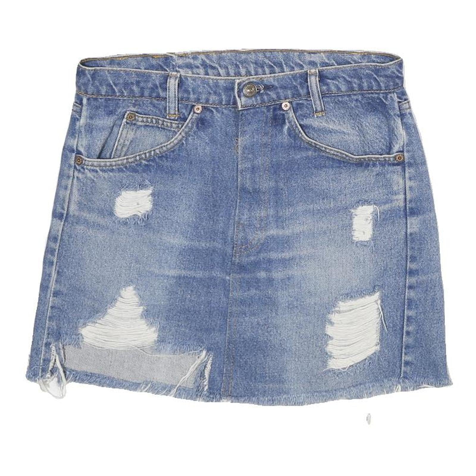 LEVI'S Womens Blue Denim Mini Skirt Cotton Distressed Casual M