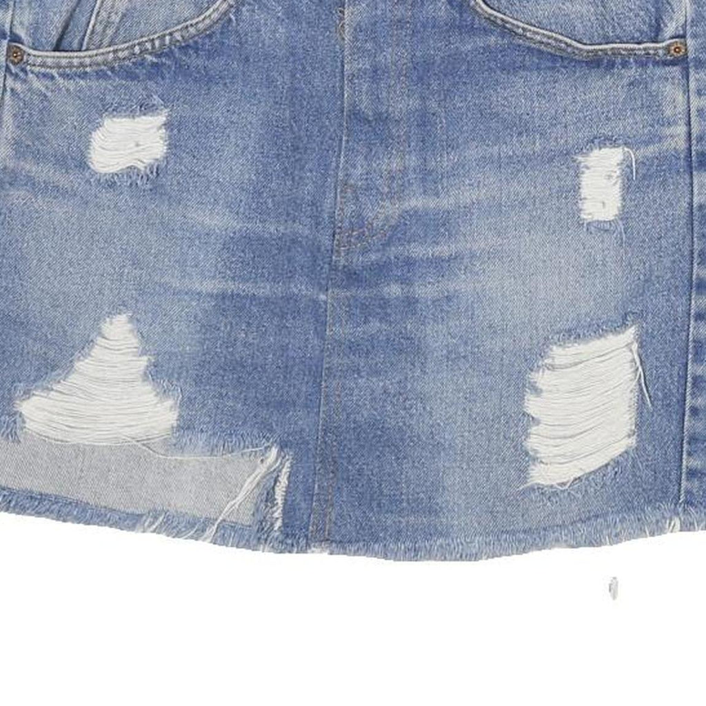 LEVI'S Womens Blue Denim Mini Skirt Cotton Distressed Casual M