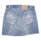 LEVI'S Womens Blue Denim Mini Skirt Cotton Distressed Casual M