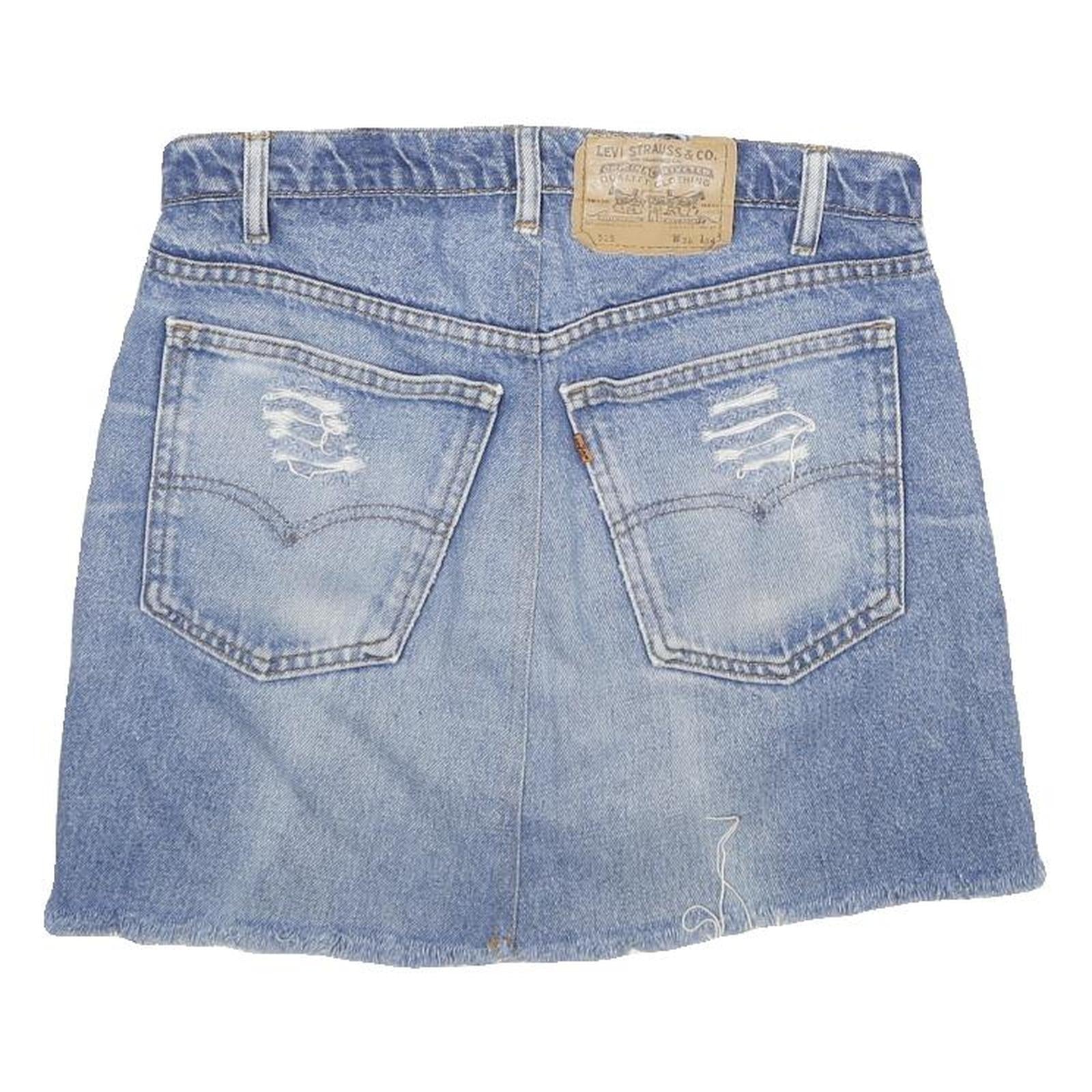 LEVI'S Womens Blue Denim Mini Skirt Cotton Distressed Casual M