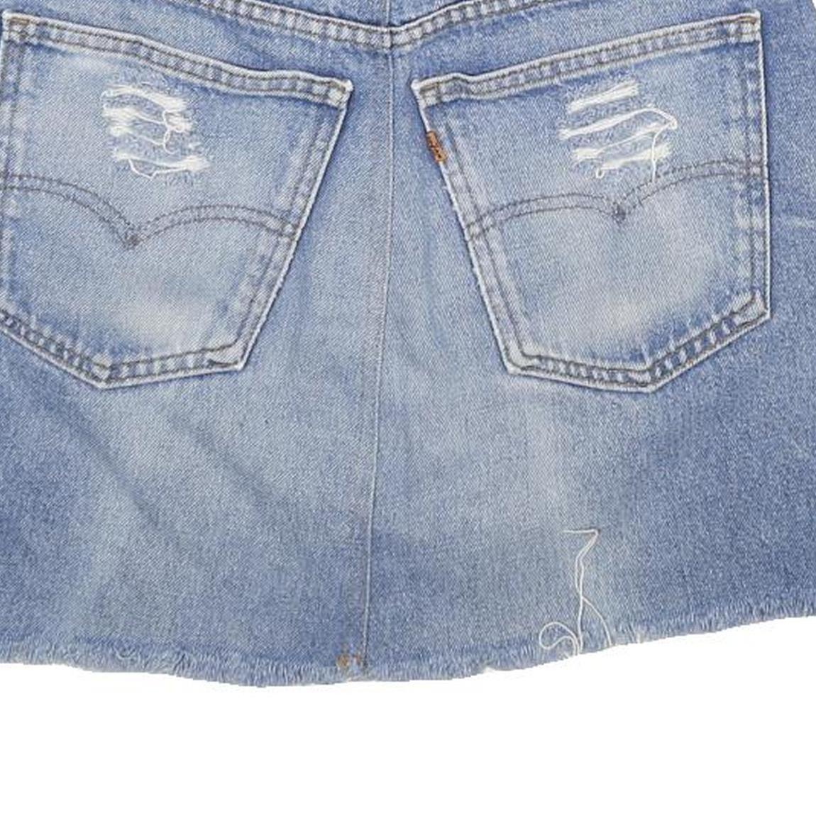 LEVI'S Womens Blue Denim Mini Skirt Cotton Distressed Casual M