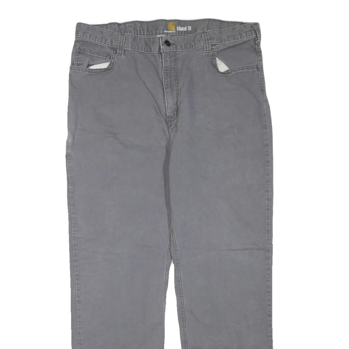 CARHARTT Mens Jeans Grey Regular Straight Denim W38 L31 Workwear Zip Closure