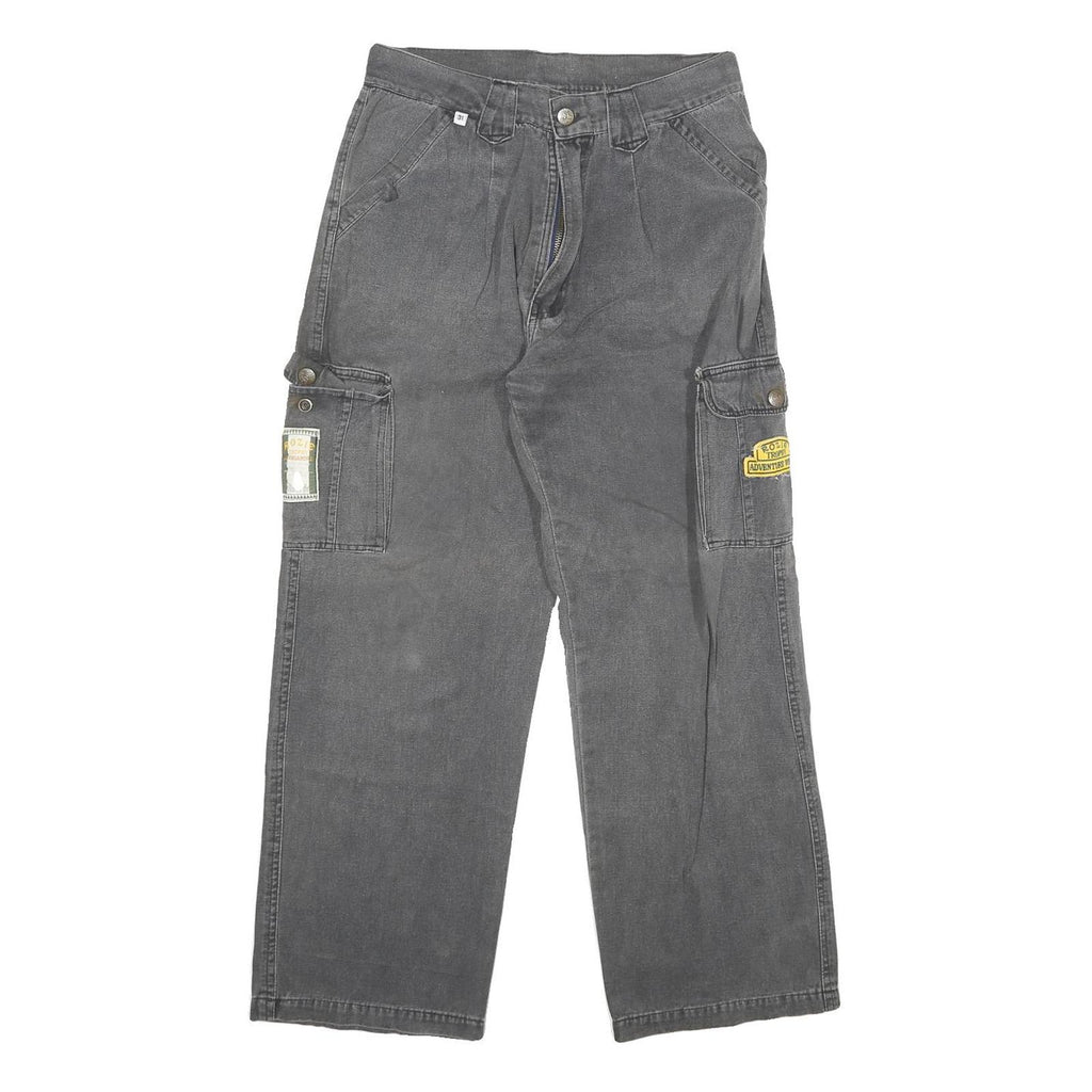 ROZIE Womens Relaxed Grey Denim Jeans W28 L27 Cargo Style Cotton Blend Zip