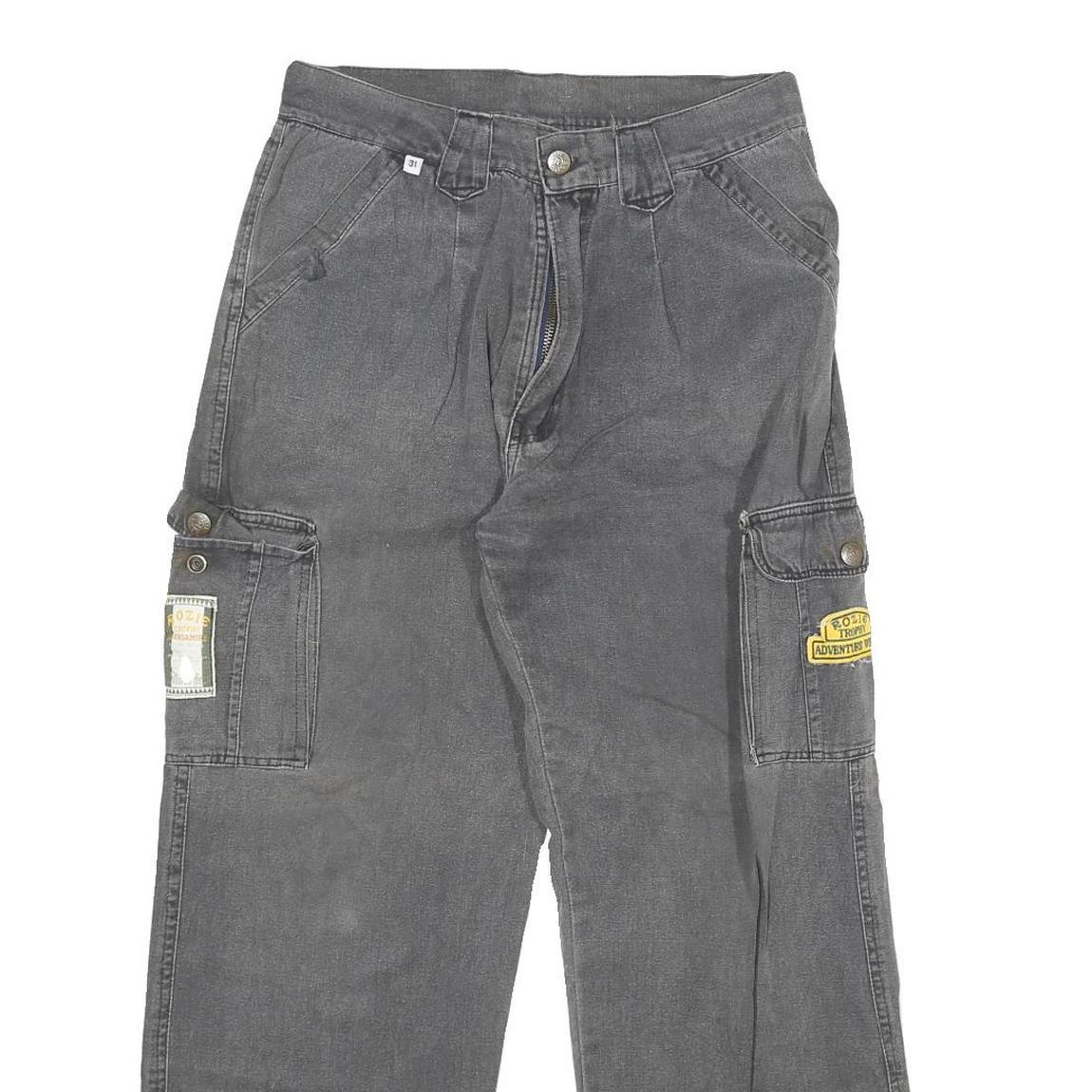 ROZIE Womens Relaxed Grey Denim Jeans W28 L27 Cargo Style Cotton Blend Zip