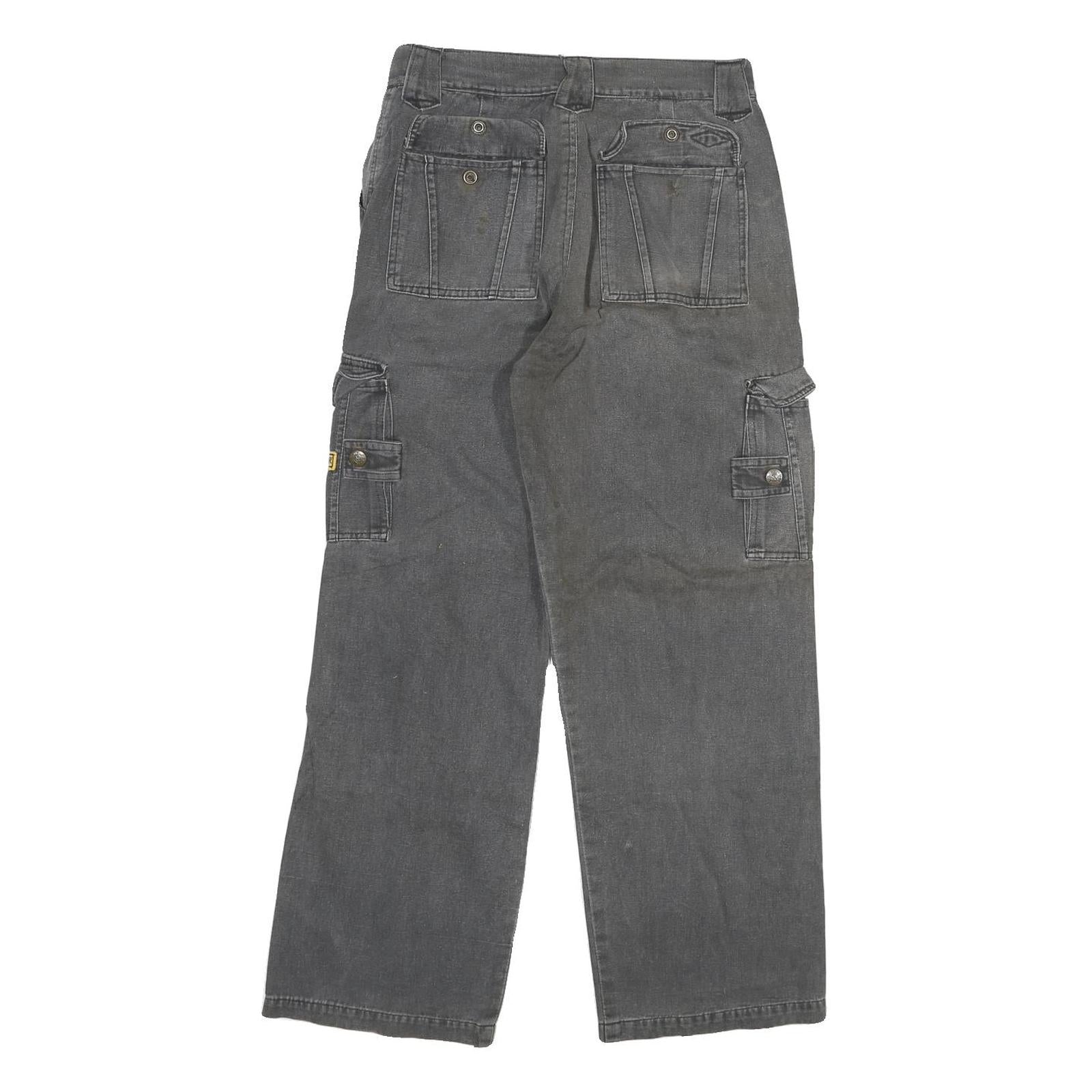 ROZIE Womens Relaxed Grey Denim Jeans W28 L27 Cargo Style Cotton Blend Zip