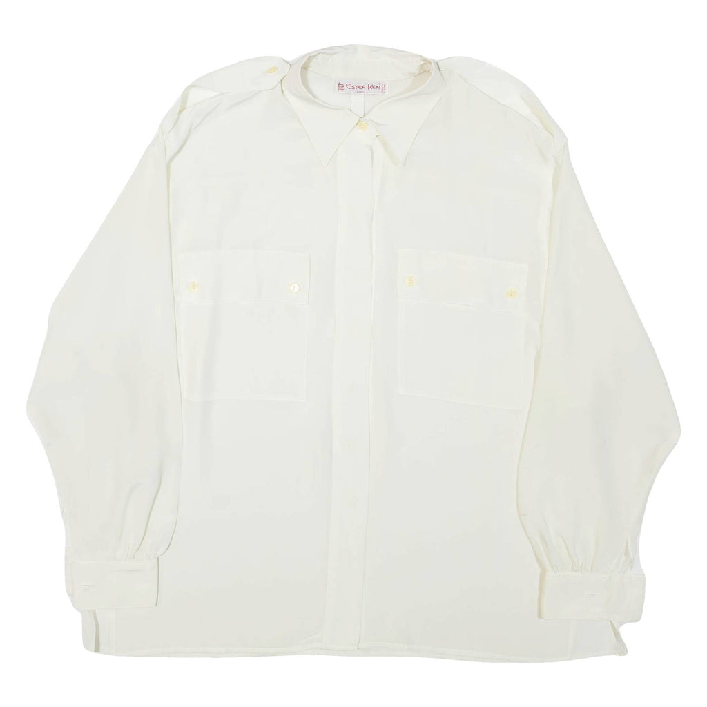 ESTER KEN PARIS Womens Shirt White Collared Long Sleeve XL