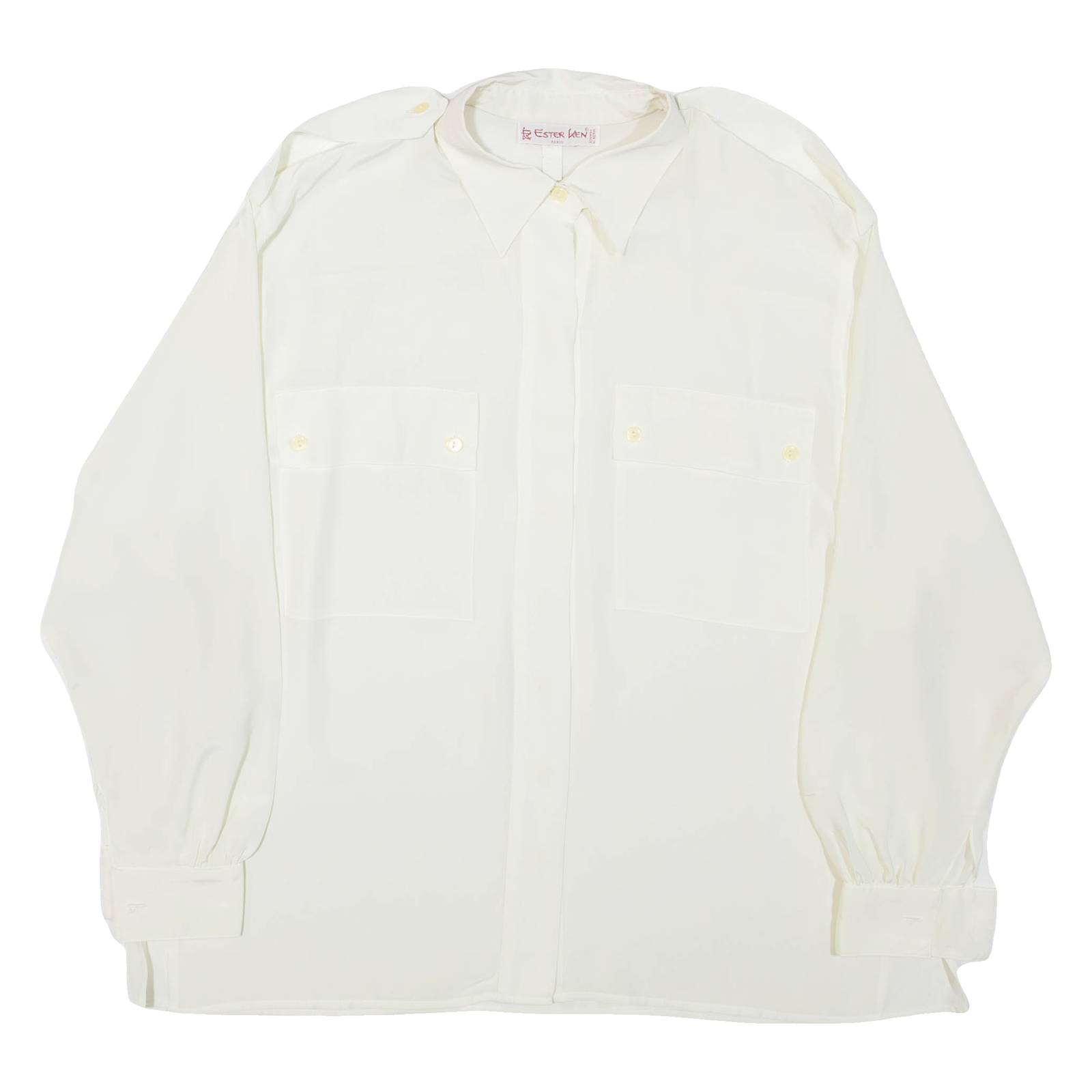 ESTER KEN PARIS Womens Shirt White Collared Long Sleeve XL