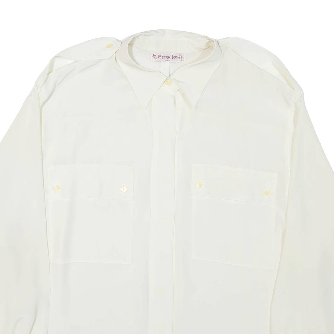 ESTER KEN PARIS Womens Shirt White Collared Long Sleeve XL