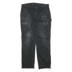 CARHARTT Mens Relaxed Black Cotton Blend Relaxed Leg Trousers W36 L32 Workwear