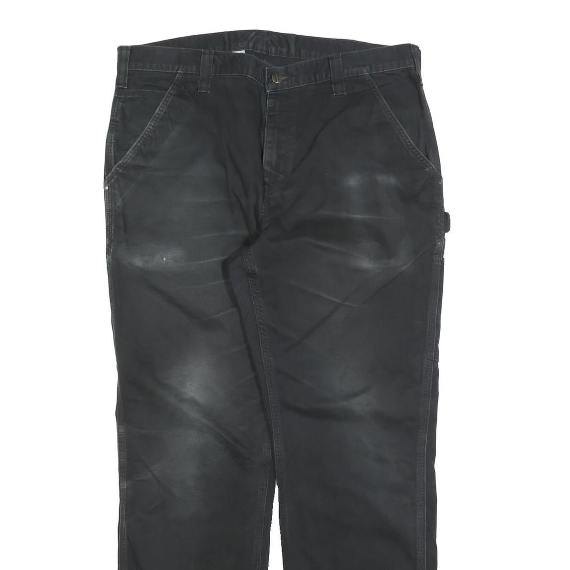 CARHARTT Mens Relaxed Black Cotton Blend Relaxed Leg Trousers W36 L32 Workwear