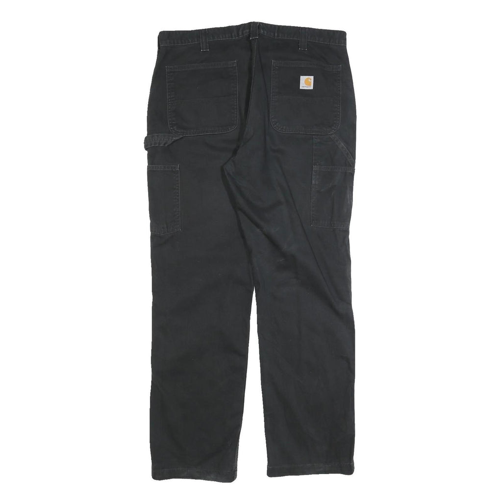 CARHARTT Mens Relaxed Black Cotton Blend Relaxed Leg Trousers W36 L32 Workwear