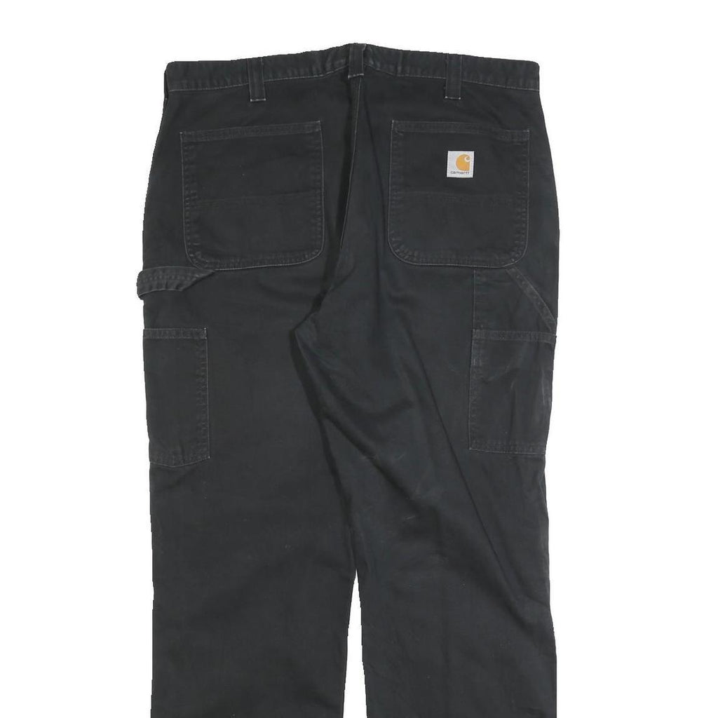 CARHARTT Mens Relaxed Black Cotton Blend Relaxed Leg Trousers W36 L32 Workwear