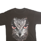 Mens Black Cotton Owl Face Graphic T-Shirt M Short Sleeve Crew Neck