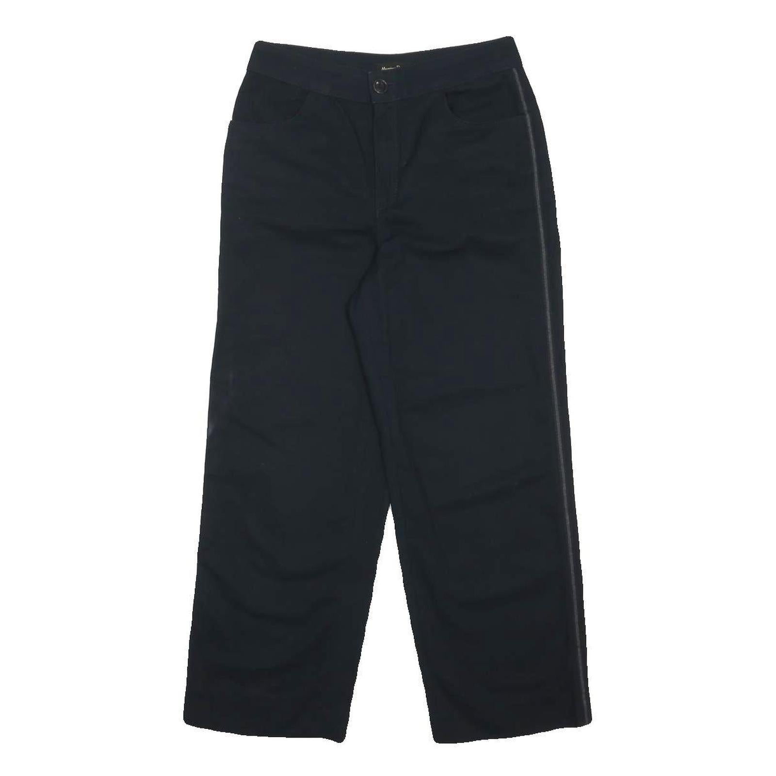 MASSIMO DUTTI Womens Cotton Black Relaxed Straight Trousers W26 L25